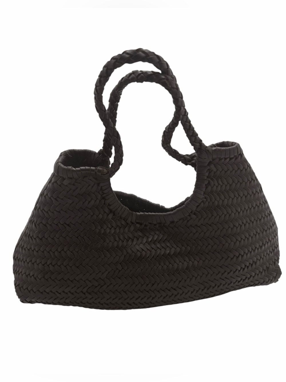 MNG Mango Limited Edition Brown Woven Leather Hobo Shoulder Bag Boho - Picture 2 of 16